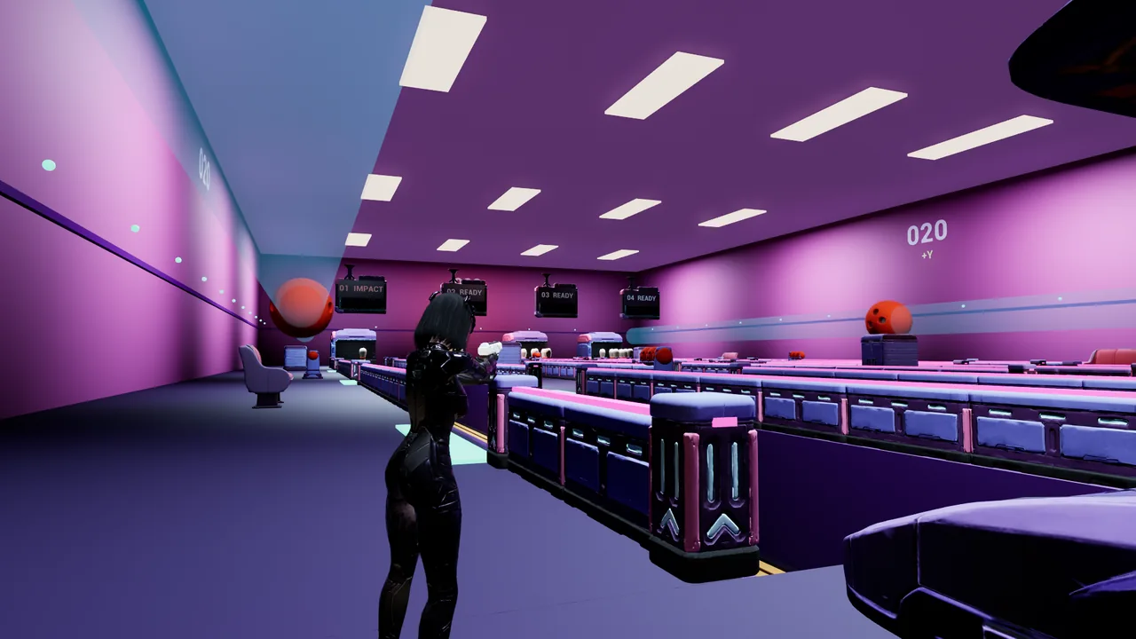 Neon Bowling — Actual gameplay · Development build
