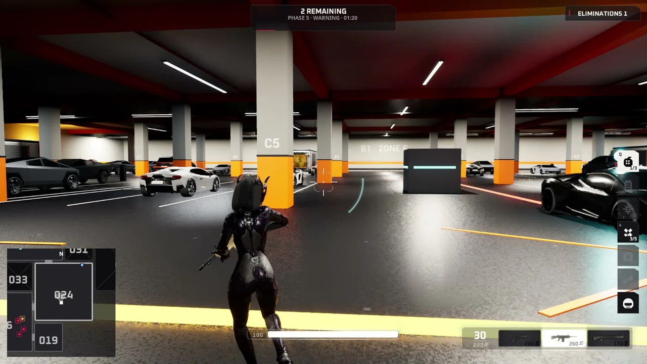 Garage — Actual gameplay · Development build