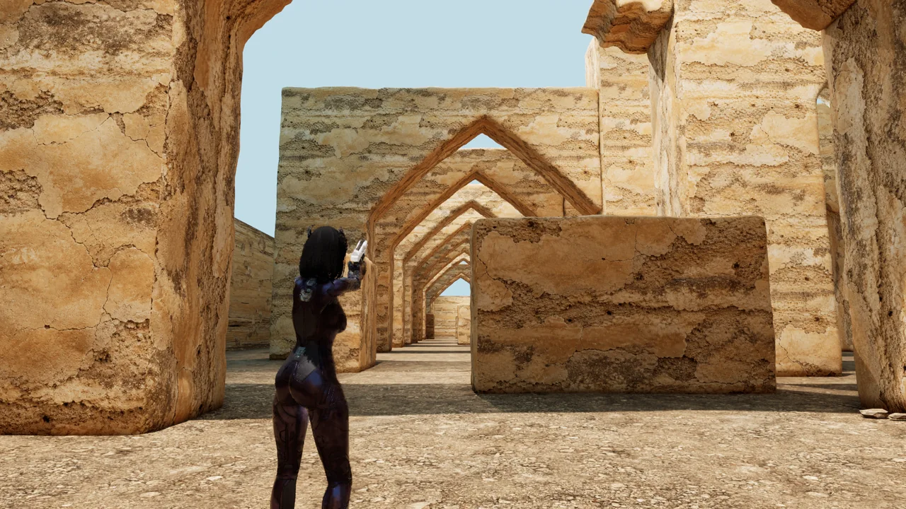 Actual gameplay · Development build — Sunworn Arcade